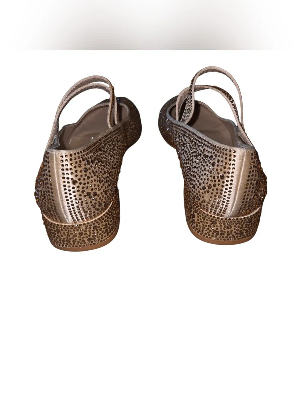 Glitter Cream Mary Jane Flats with Low Block Heel